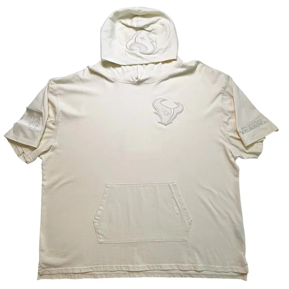 PRO STANDARD Men's HOUSTON TEXANS Cream Color Short Sleeve Pullover Hoodie 3XL - Picture 2 of 16